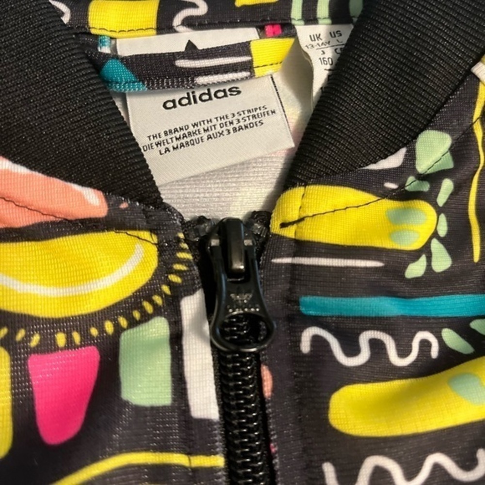 Adidas Girl's Youth Large Cropped SST Full-Zip Track Jacket, All-Over Print - Picture 4 of 6